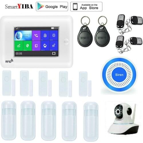 SmartYIBA Wifi GSM Alarm APP RFID Control 4.3" Full Touch Screen Alarm Host SOS button 433Mhz Security Sensors Alarm Kits