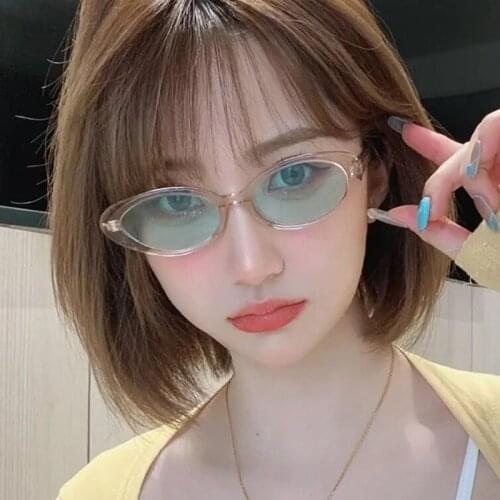 Sunglasses Green Fashion 2021 Summer Y2K 90s Aesthetic Decorative Sun Shade Round Transparent Accessories Men Vintage Glasses