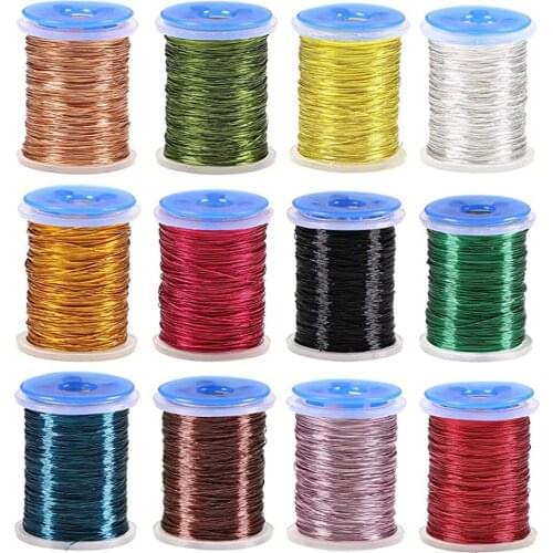 12 Color/Set Super Realistic Fly Tying Material 0.2mm Non-tarnishing Ultra Fly Tying Copper Wire for Ribbing Weight Dubbing