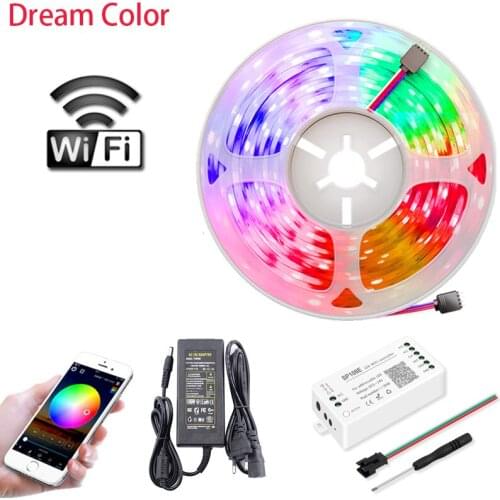 WIFI Dream Color 2811 Led Strip Light, APP Controlled with Power Supply and SP108E WiFi Controller led light strips bedroom