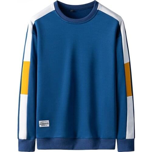 New Brand Men Hoodies Casual Solid Splice Pullover O-Neck Slim Fit Mens Sportswear Black Sweatshirt Male Hoody Tracksuit C296