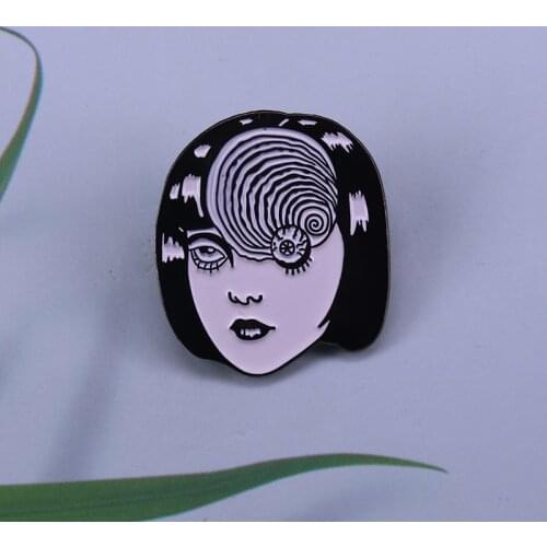 Uzumaki Junji Ito Tomie Horror Gory Eyeball Spiral pin Comic Book lovers gift Clothing Backpack Decoration