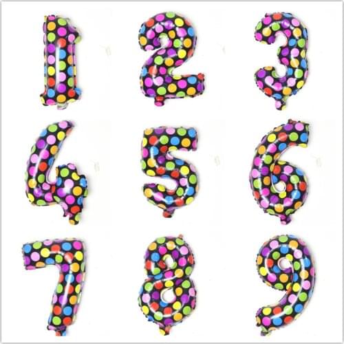 APRICOT Colorful Dot Number Foil Balloons Happy Birthday Wedding Decoration Letter balloon Event Party Supplies