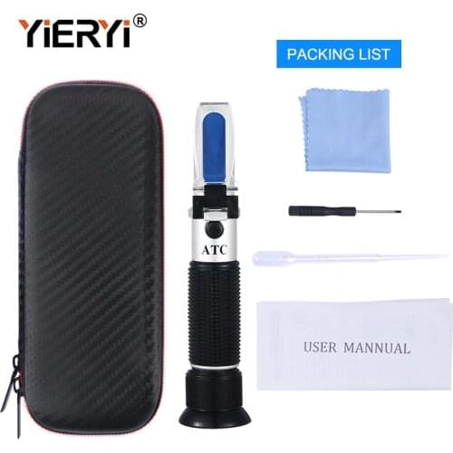 Yieryi Hand Held Tester Tool 4 In 1 Engine Fluid Glycol Antifreeze Freezing Point Car Battery Refractometer ATC With Black Bag
