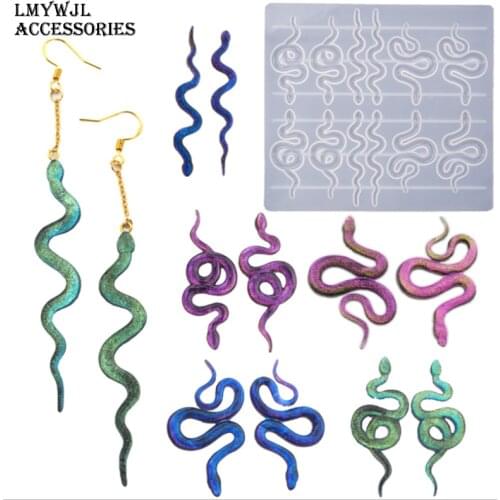 DIY Epoxy Mirror Retro Wind Snake Shape Earrings Pendant Silicone Mold Used To Make Earring Keychain Pendant Material Resin Mold