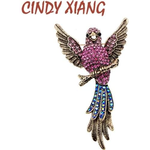 CINDY XIANG Rhinestone Fashion Bird Brooches For Women Parrot Pin Bid Brooch Vintage Style 2 Colors Available High Quality