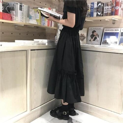 2019 autumn solid color high waist long skirts pleate midi skirts womens