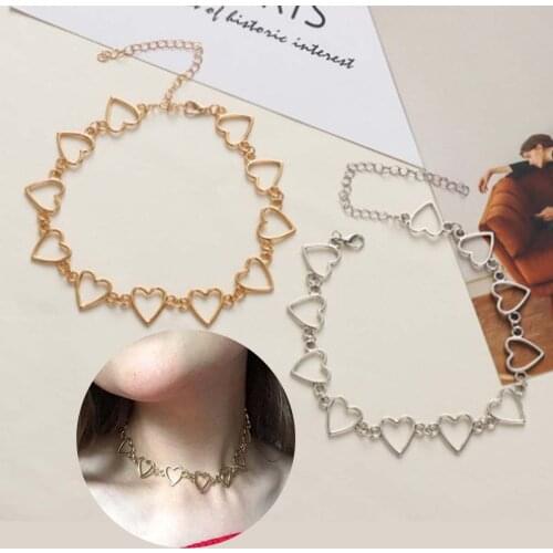 Women Gothic Punk Choker Heart Pendant Chain Buckle Collar Necklace Jewelry Gift