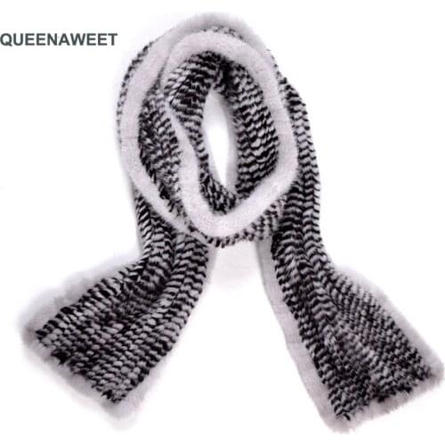 Hand Knitted Mink Fur Scarf Fashion Real Fur Scarf Wraps Woven New Style Russian Mink Fur Womens Scarves High Quality