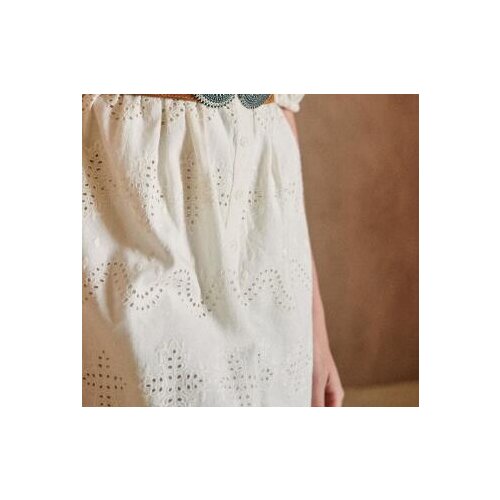 Women Dress New Spring/summer 2021 Style Sweet Air Cutout Embroidered Single Breasted Shirt Dress with Bubble Sleeves