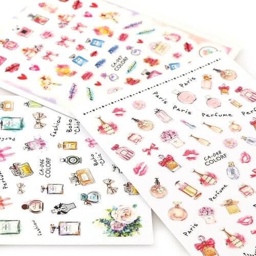 1Pc Ultra-thin 3D Bowknot Nail Sticker Perfume Bottle Series Stereoscopic Nail Sticker Decoration