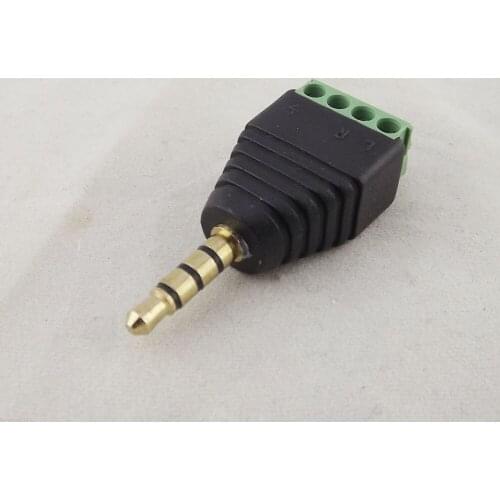 10pcs 3.5mm 1/8" Stereo 4 Pole Male Plug To AV Screw Video Balun Terminal Adapter