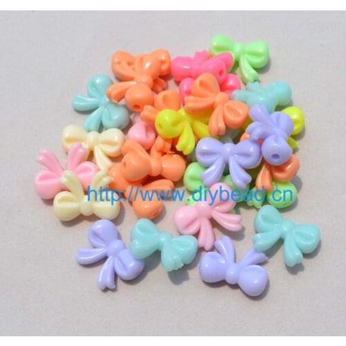 100 pcs/lot shipping free DIY Necklace Department,Cartoon Bow Light Mix Color Acrylic beads,20*15MM Jewelry Findings