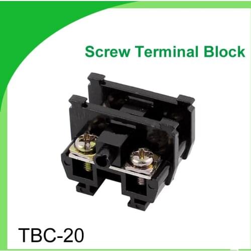 100PCS TBC-20A 600V 20A Rail Mounted Assembled Screw Terminal Block Cable Connector Black 1.5-2.5 mm