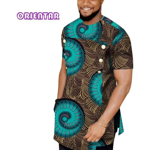African Men Clothes Ankara Fashion Dashiki Shirt Africa Style Mens Blouse Short Sleeve Print Top Nigerian Clothes WYN1724