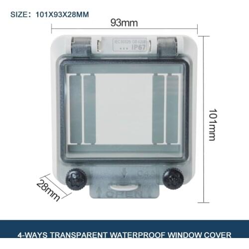 4 WAYS Circuit Breaker Transparent Waterproof Box Window Distribution Box Protect Window Cover Monitor Observation Window Ip67