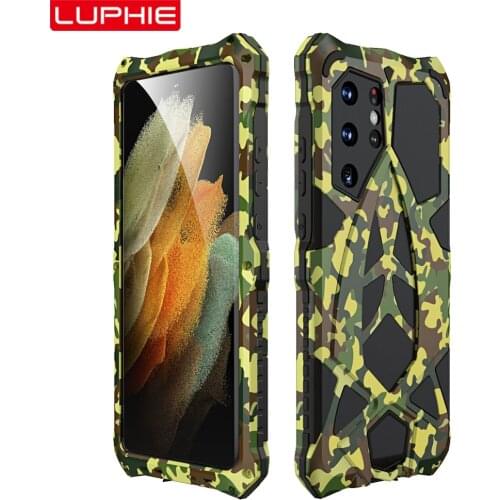 Luphie Shield Phone Case For Samsung Galaxy S21 Ultra Plus Military Grade Drop Tested Case S21 Metal Aluminum Rubber Gel Cover