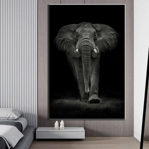 Black White Animal Art Elephant Oil Painting Canvas Art Poster and Prints Wall Picture For Living Room Home Wall Cuadros Decor