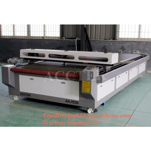 Co2 laser cut acrylic jewelry AKJ1530 auto feeding laser machine auto feeding cnc laser machine for clothes jeans cutting