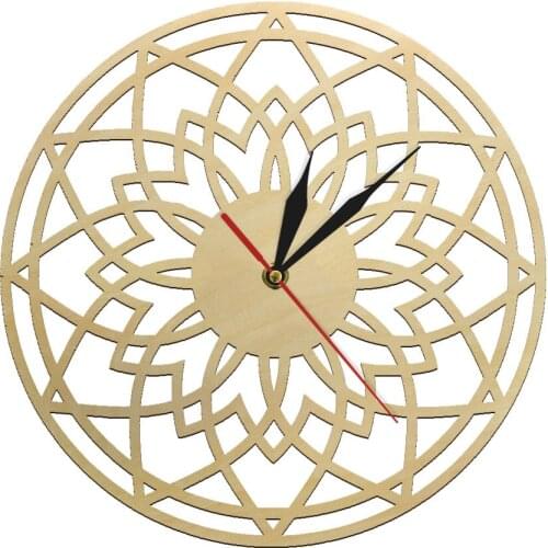 Mandala Decorative Wall Clock Watch Abstract Rustic Silent Non-ticking Watch Flower Of Life Eco Friendly Natural Wall Decor Saat