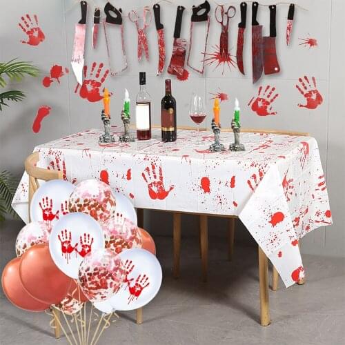 Halloween Decoration Latex Balloon Blood Knife Sets Horror Spooky Haunted House Garland Banner LED Electronic Skeleton Candle 75