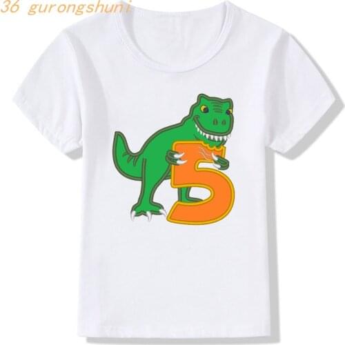4 5th Birthday 6d Years Kid Cartoon T Shirt for Girls Tshirt Childrens Girl T-shirt Kids Clothes Boys Dinosaur Graphic T Shirts