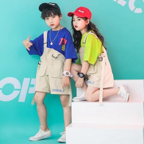 Children Hip Hop Costumes for Kids Dance Clothes Stage Wear Party Girl Boy Jazz Ballroom Dancing T Shirt Short Overalls Pants LJ