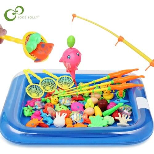 Children Boy girl fishing toy set suit magnetic play water baby toys fish square hot gift for kids Free Shipping GYH