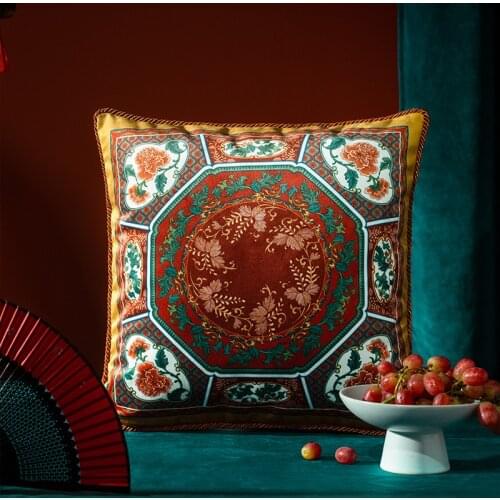 DUNXDECO Cushion Cover Square Decorative Pillow Case New Modern Chinese Artistic Luxury Classical Flora Soft Sofa Chair Coussin