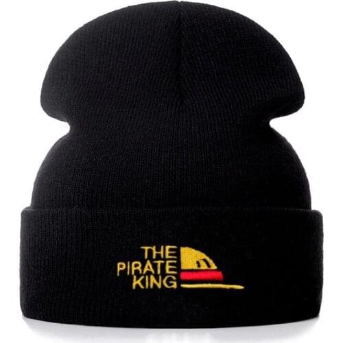 The Pirate King Cotton Embroidery Casual Beanies for Men Women Knitted Winter Hat Solid Hip-hop Skullies Bonnet Unisex Cap