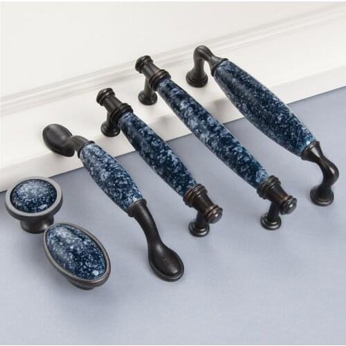 Ceramic Cabinet Handles Vintage Drawer Knobs Wardrobe Door Handles European Furniture Handle Hardware