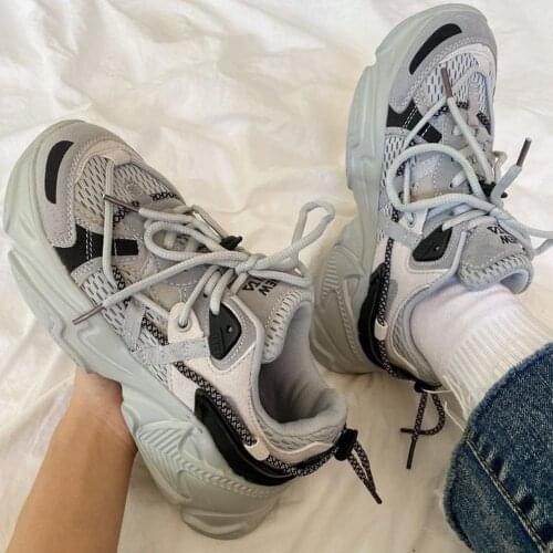 Comfortable and breathable mesh sneakers 2021 winter new womens thick-soled casual fashion vulcanized shoes Zapatillas Mujer