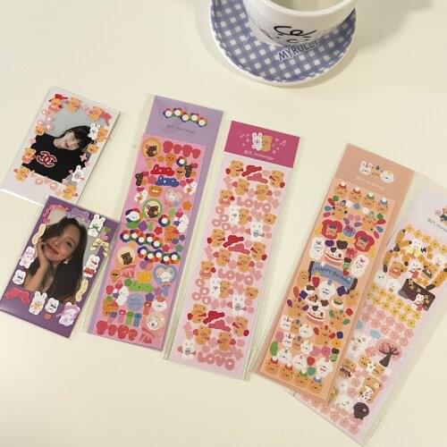 Cute Bear Rabbit Glitter Sticker Hand Account DIY Album Decoration Scrapbooking Stickers Phone Stickers Kawaii Korean Stationery