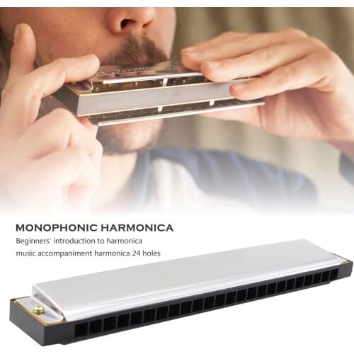 24 Holes Monophonic Harmonica Mouth Metal Mouth Organ for Beginners Woodwind Musical Instrument for Music Lovers