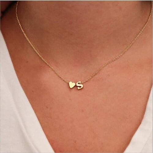 Initial Necklace Gold Silver Color Letter Name Choker Necklace For Women Pendant Jewelry Gift