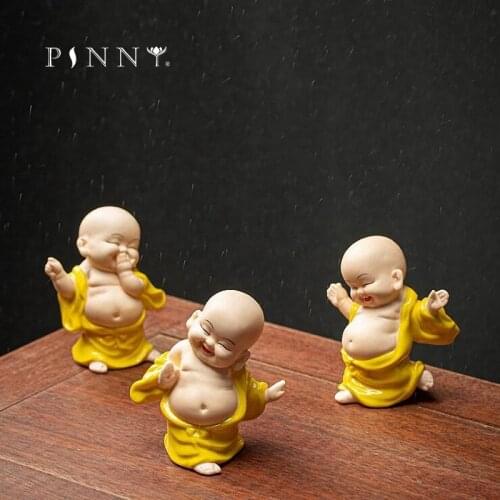 PINNY Ceramics Laughing Buddha Decoration Statue Zen Handmade Budas Decoracion Estatua Tea Ceremony Ornaments