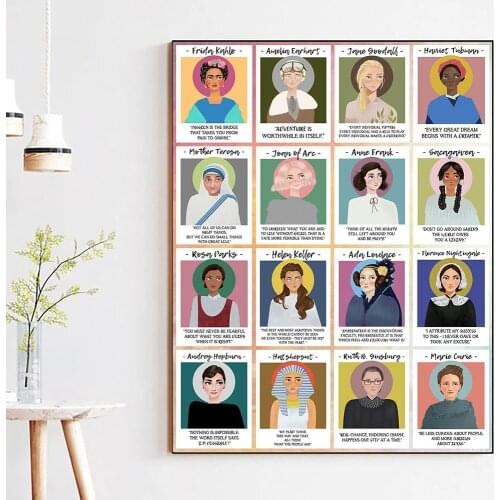 Mighty Women In History Poster Wall Decor Art Feminist Canvas Painting Picture For Living Room Home Decoration No Frame