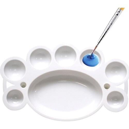 1pc Plastic Art Paint Palette Nail Drawing Tray Color Palette For Oil Watercolour White Painting Pallet Art Supplies