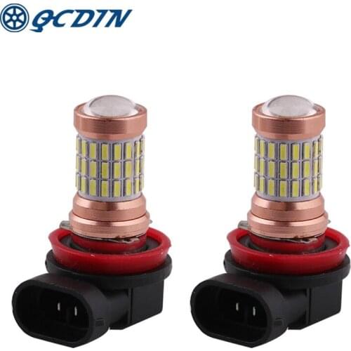 QCDIN 2Pcs 3.84W Car Headlight Auto Headlamp Light Bulb Fog Lights White 7000K-8000K 1440LM DC12V-24V Car Accessories