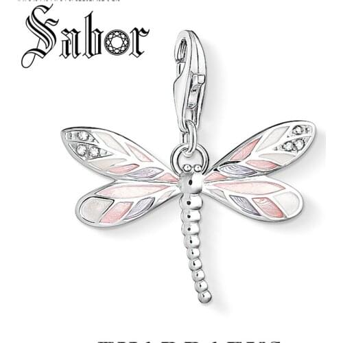 Dragonfly Pink Charms Pendant DIY Jewelry Findings Accessories silver plated Fashion Jewelry Gift For Women Girl thomas