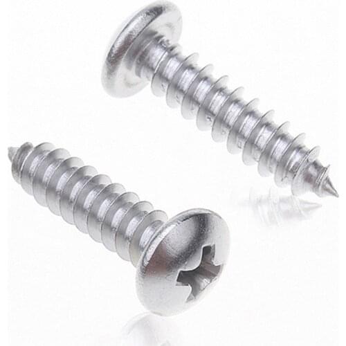 M2 M2.2 M2.6 GB/T845 Pan Head Self Tapping Screws Sheet Metal Screws Phillips Drive A2 304 Stainless Steel Length 4 -20mm