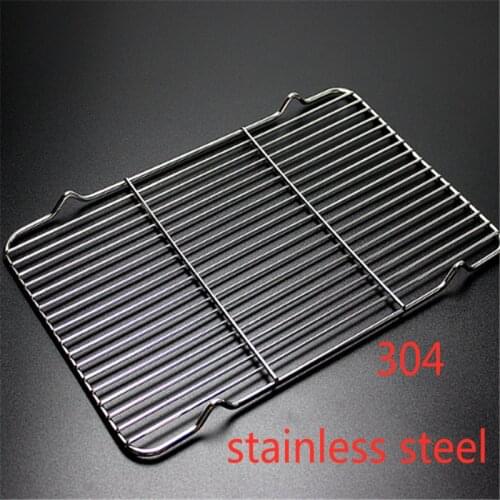 Bbq meshes stainless steel 304 barbecue net BBQ grill Mesh Rectangular Baking Tool with Foot Drainage Cake Drying Mesh Frame