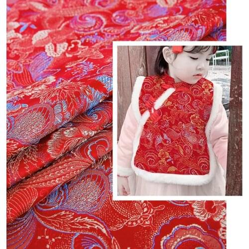 Brocade jacquard pattern fabrics imitation silk fashion material for sewing cheongsam childrens dress clothing fabric