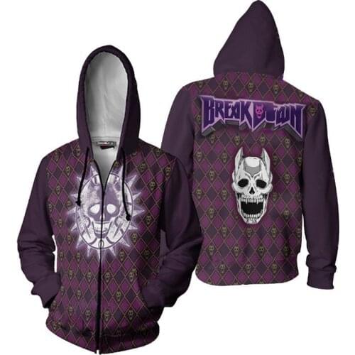 Anime JoJos Bizarre Adventure Kira Yoshikage Cosplay Hoodie KILLER QUEEN Skull Costume 3D Printed Polyester Sportswear
