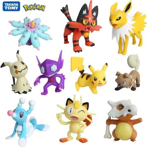 Tomy Pokemon 3-8cm Pet Collection Pikachu Squirtle Bulbasaur Vulpix Eevee Abra Litten Anime Figures Dolls Model Kawaii Toys