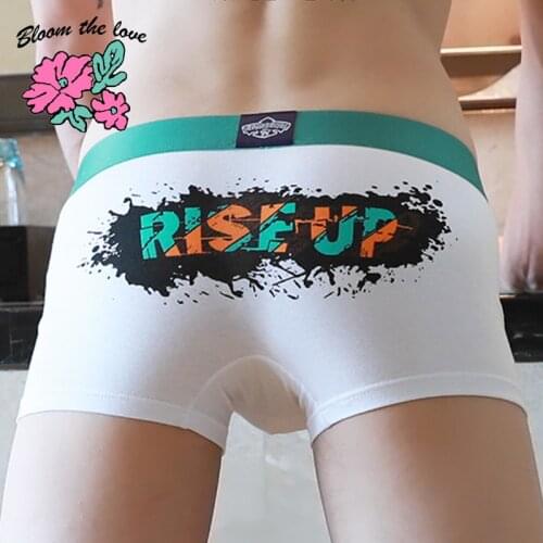 [Bloom the love] Brand RISE UP New Mens Underwear boxer Cotton Ropa Interior Hombre Cuecas Masculina Men Boxers Size M-3XL 1123