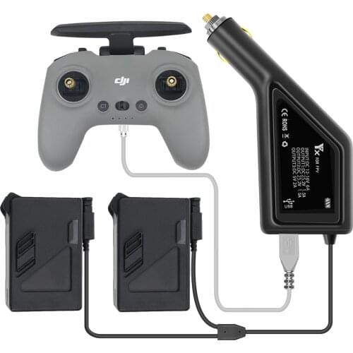 Smart Car Charge Dual Battery charger for DJI FPV drone /Remote Controller 2 Fast Charging adapter Accessories