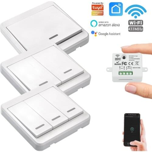 WiFi Smart Home Light Switch 220V Tuya Remote Control Timer Relay Module 433MHz Wireless Push Button Switch For Socket,LED ONOFF