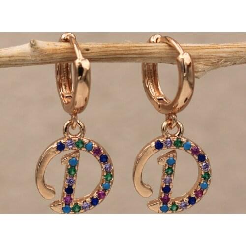 Dangle Drop Earrings Rainbow Cubic Zirconia Gold Plated Copper Earring For Women Fashion Jewelry Accessories Wedding Anniversary