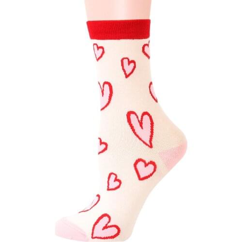 Women Short Socks Red Heart Cute College Fresh Female Socks Soft Cotton Hot Sale Girls Sock Meias Sox Street Wear Meia Feminina